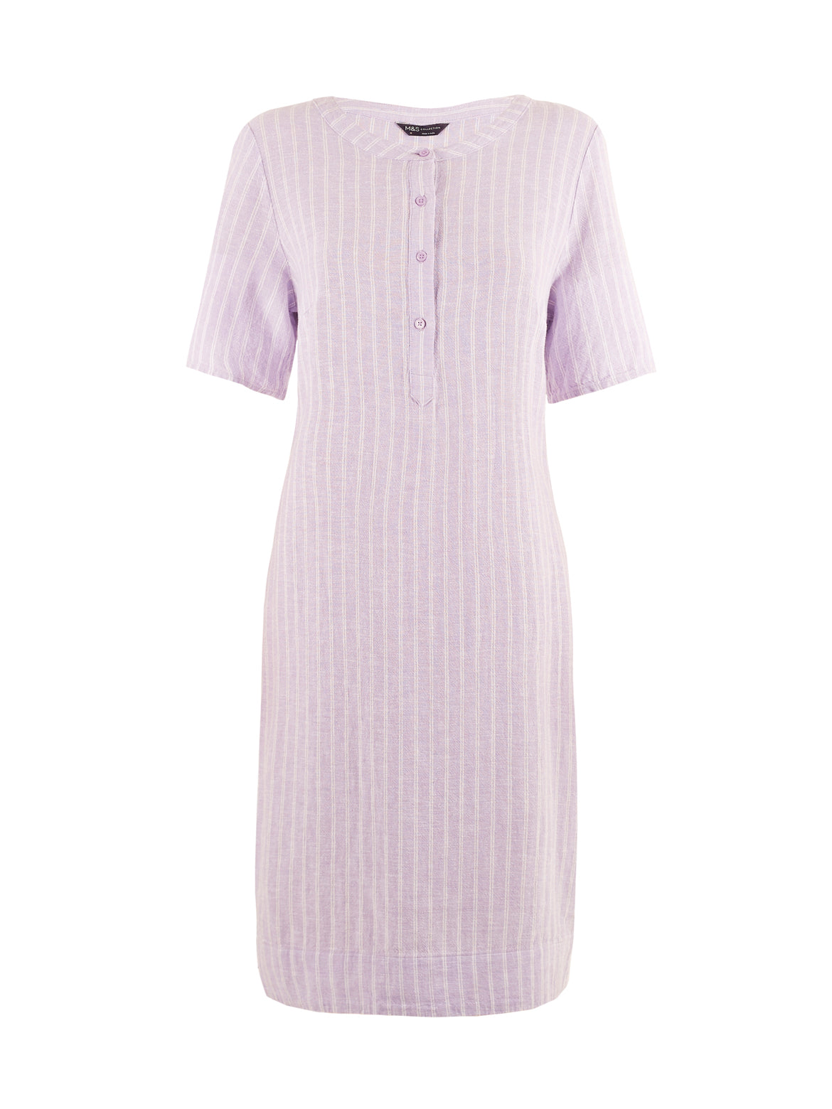 Short Sleeved Stripe Linen Dress