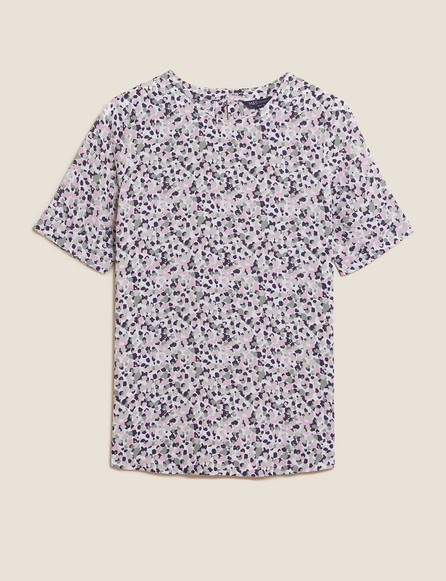 Printed Textured Short Sleeve Top