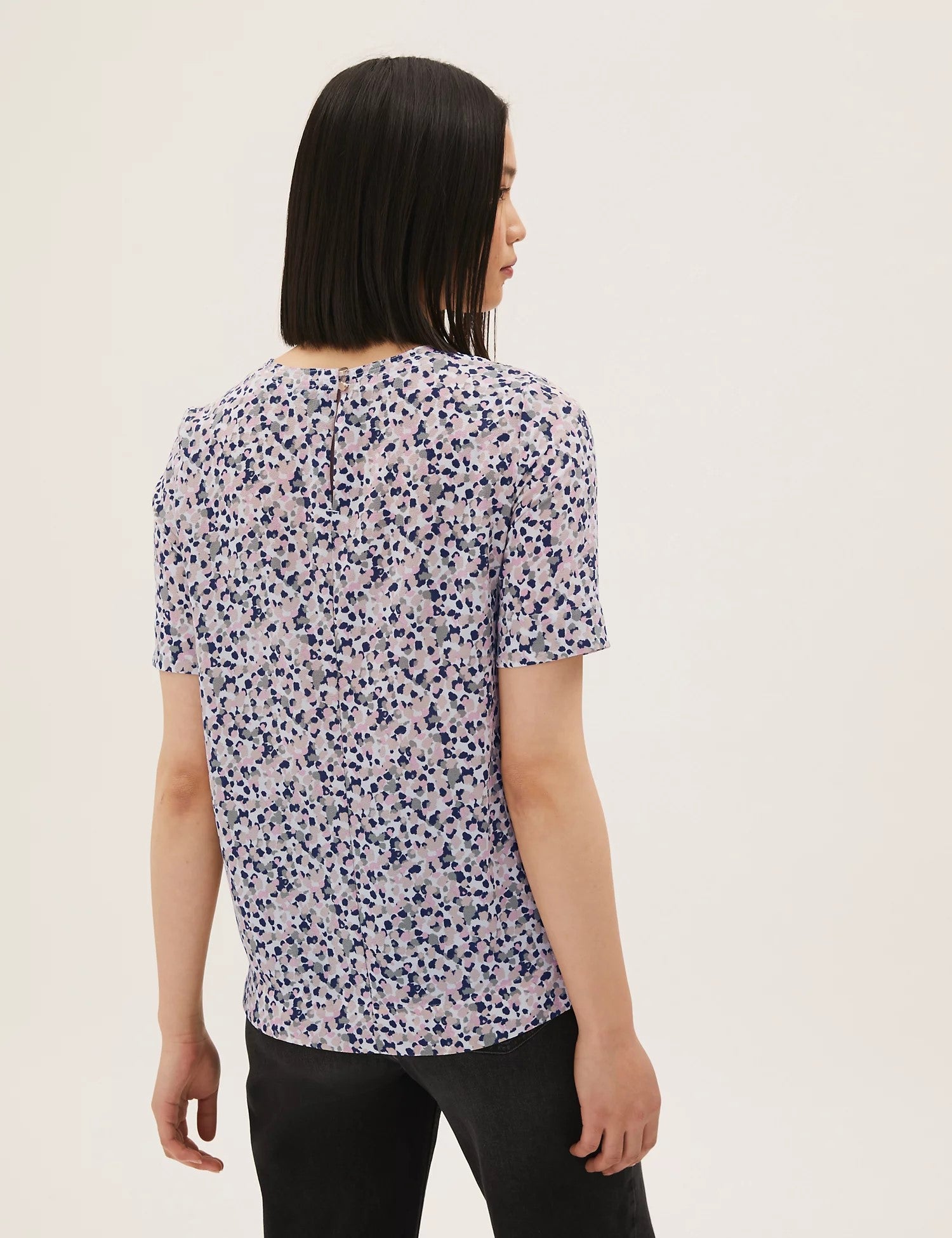 Printed Textured Short Sleeve Top