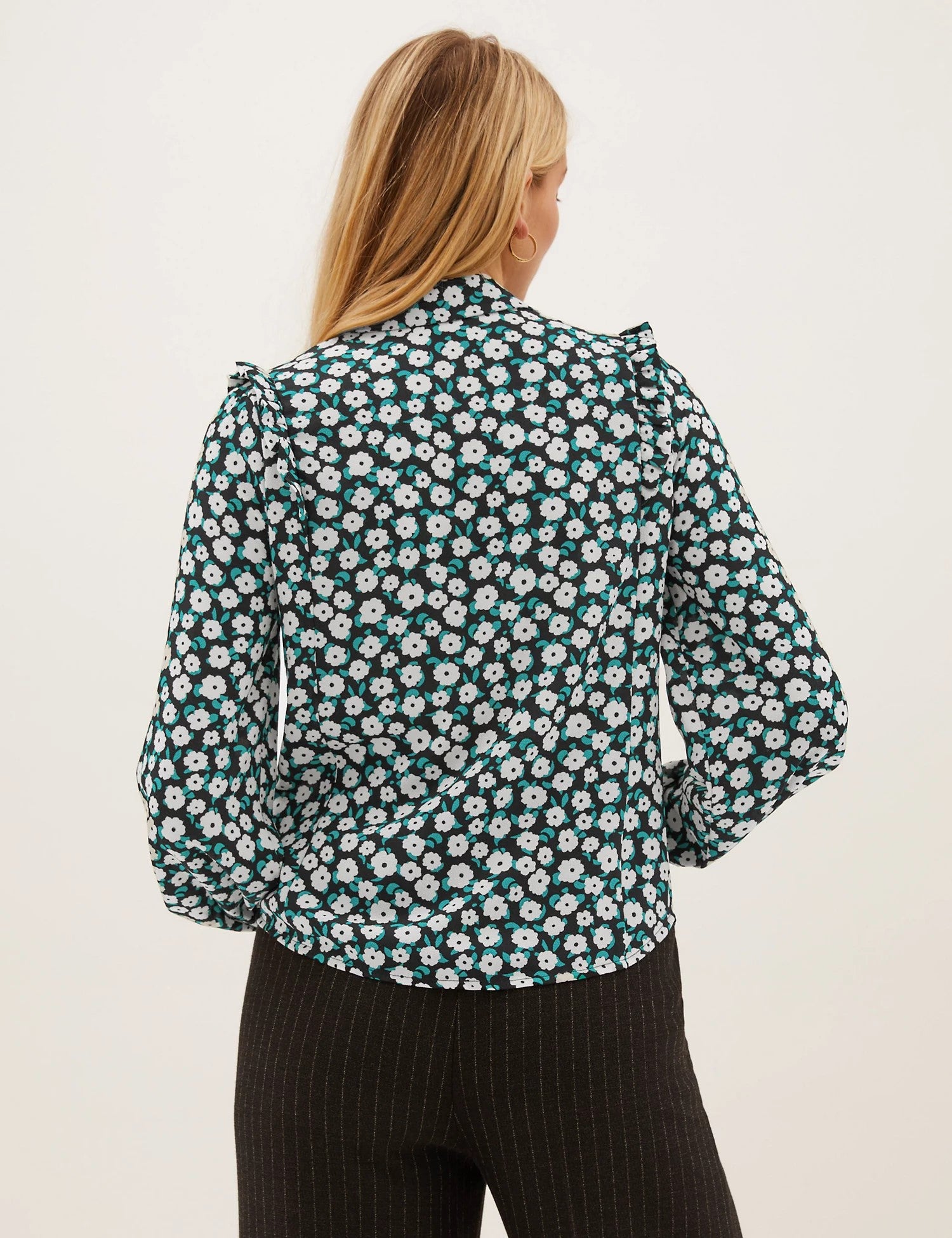 Floral Frill Detail Long Sleeve Blouse