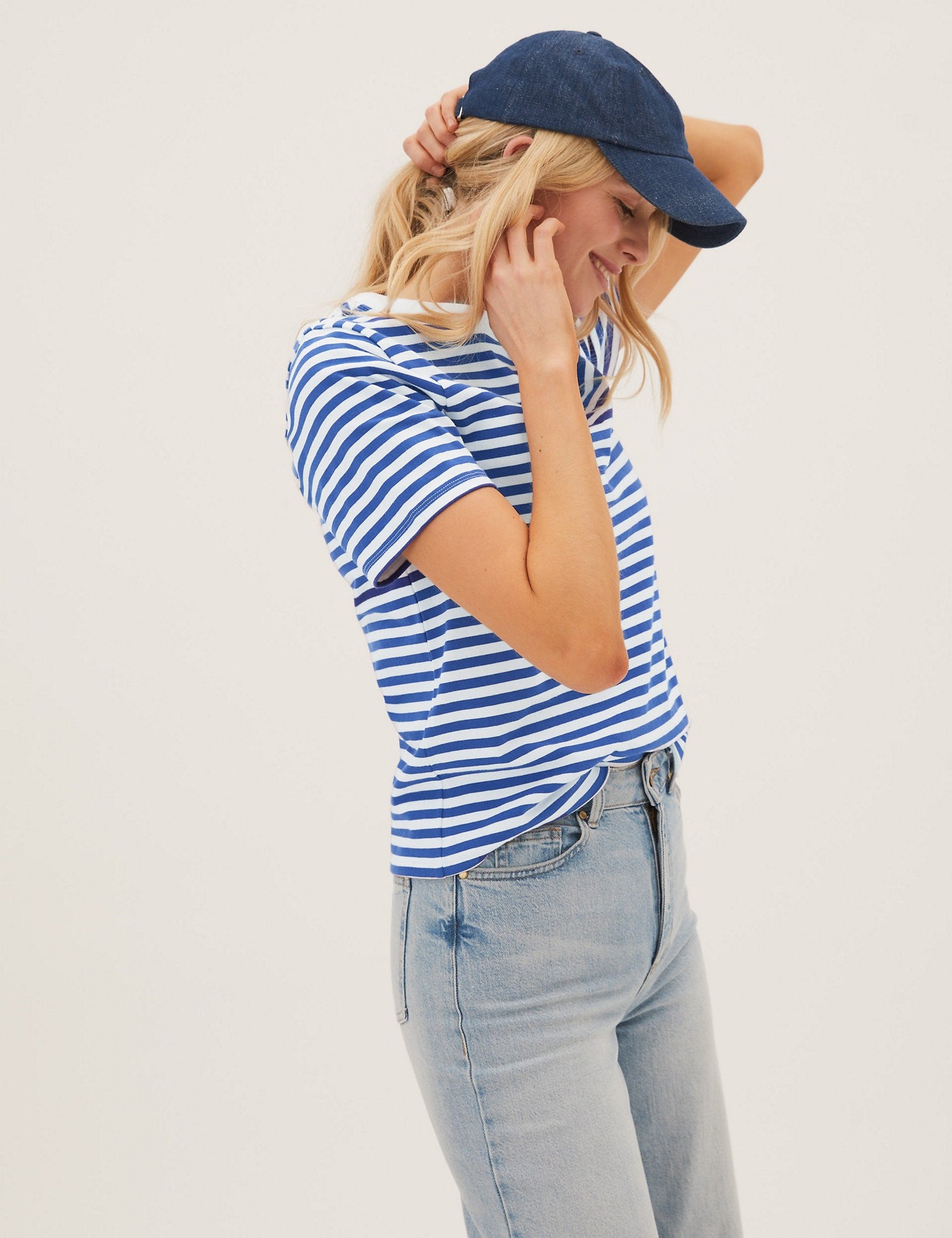 Pure Cotton Striped Crew Neck T-Shirt