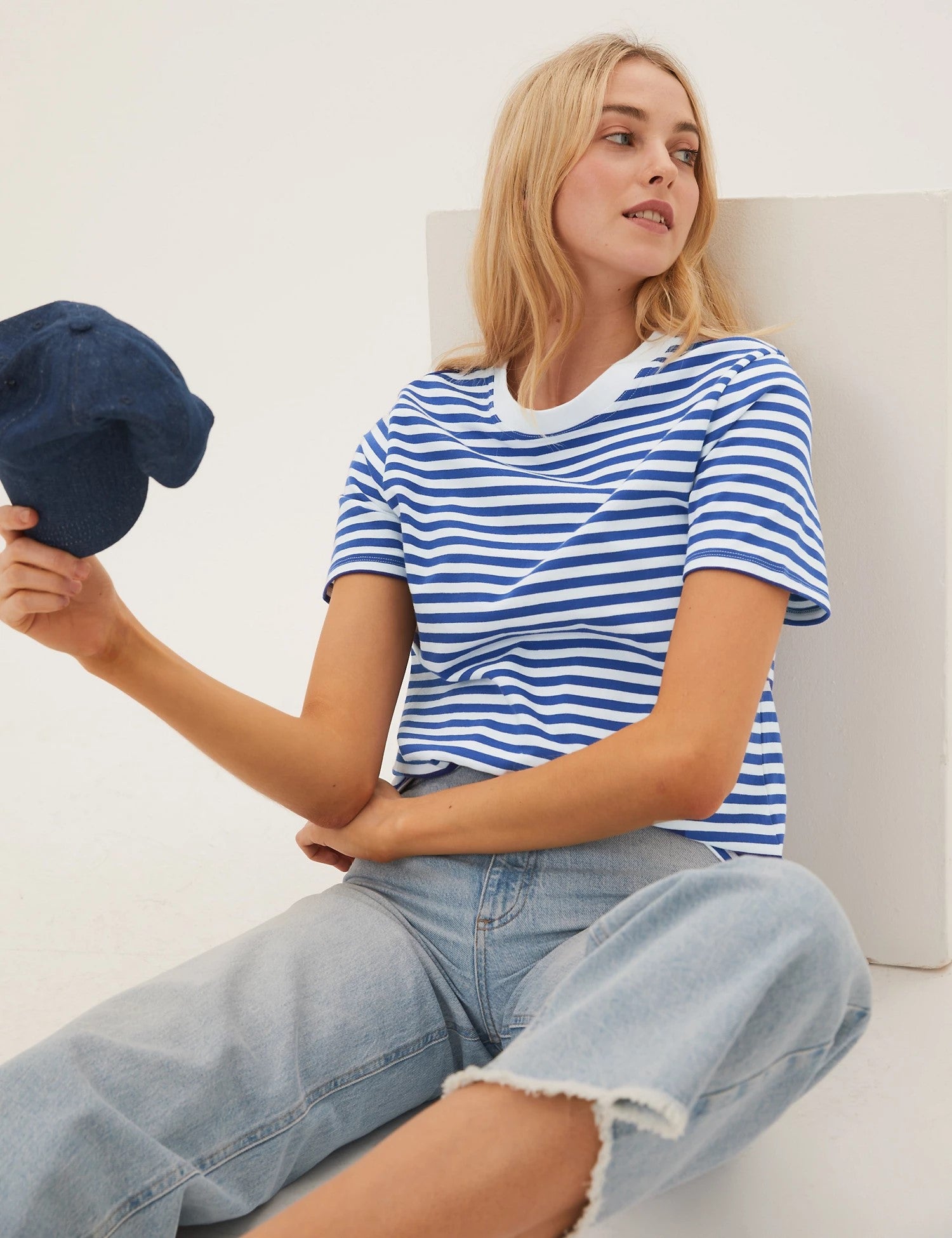 Pure Cotton Striped Crew Neck T-Shirt