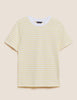 Pure Cotton Striped Crew Neck T-Shirt