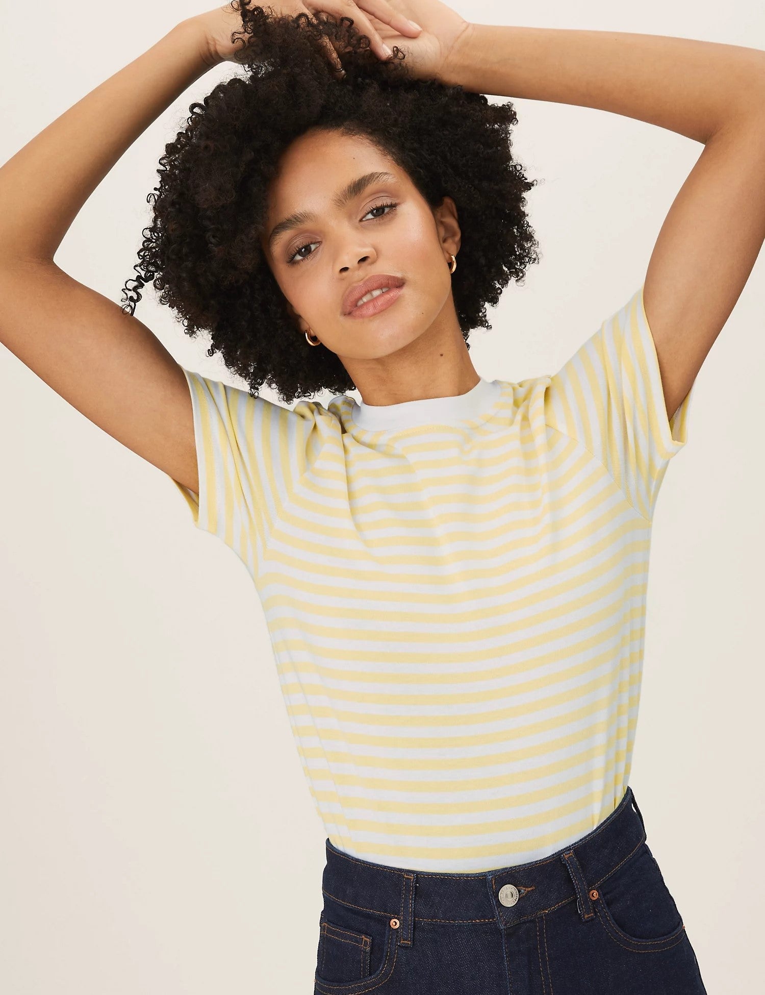 Pure Cotton Striped Crew Neck T-Shirt