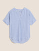 Pure Linen Short Sleeve Popover Blouse