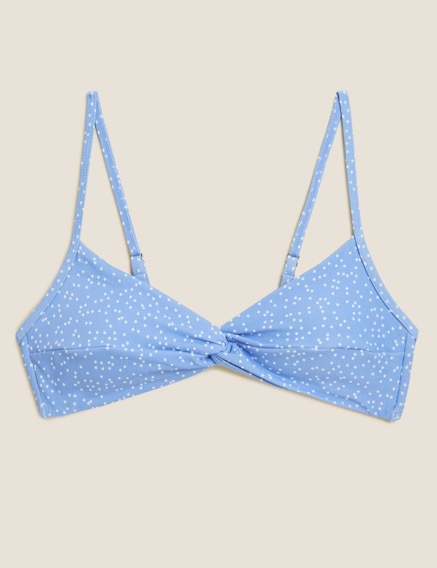 Polka Dot Padded Twist Front Bikini Top