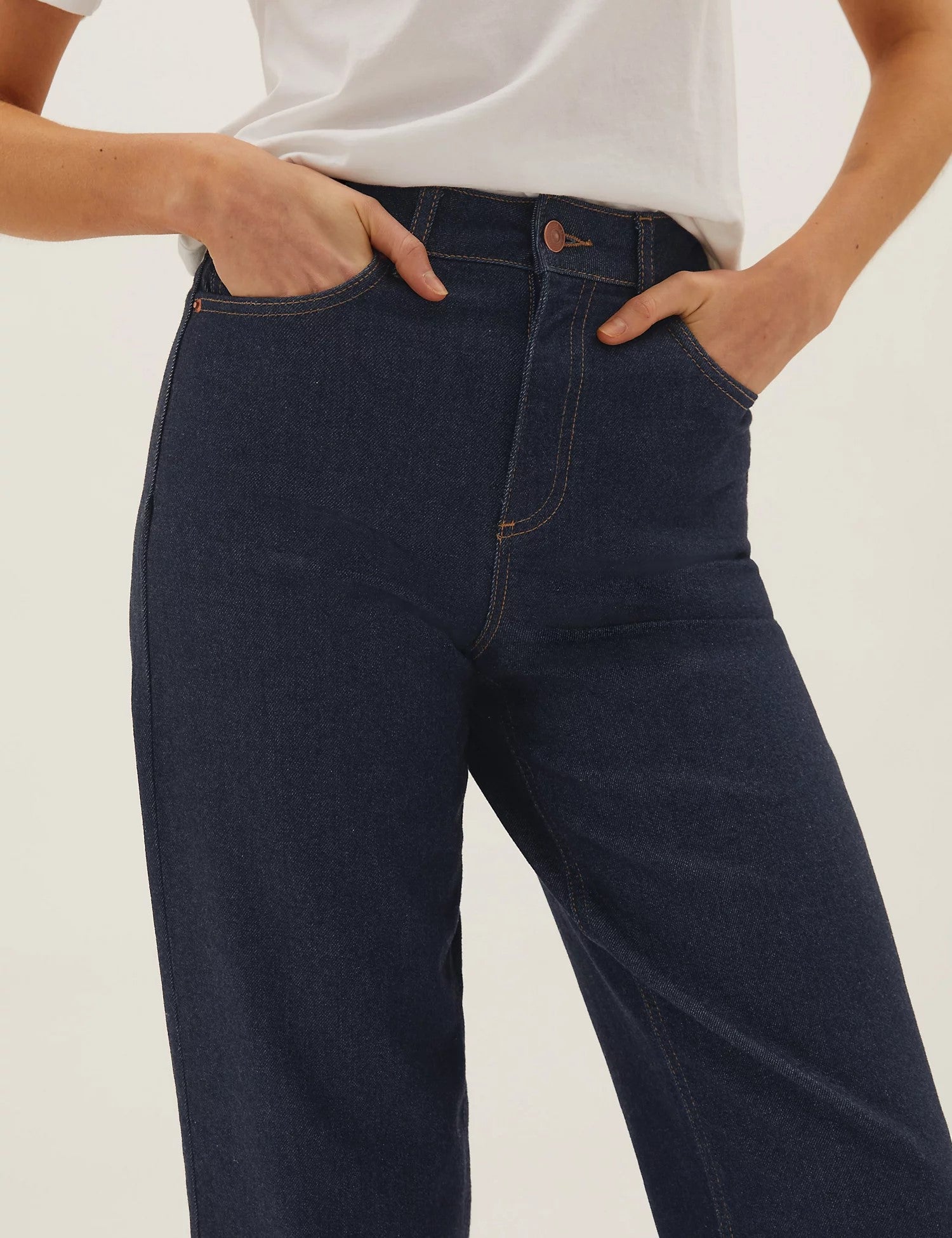 High Waisted Barrel Cropped Jeans