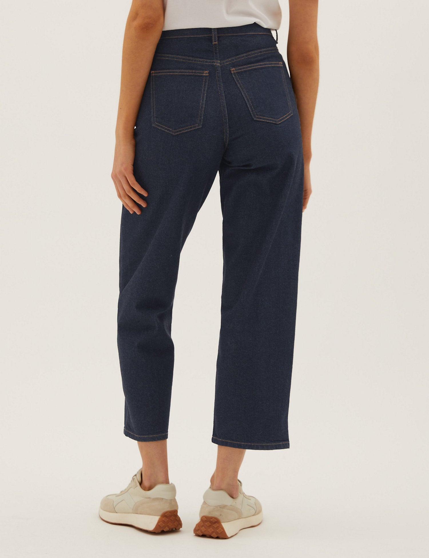 High Waisted Barrel Cropped Jeans