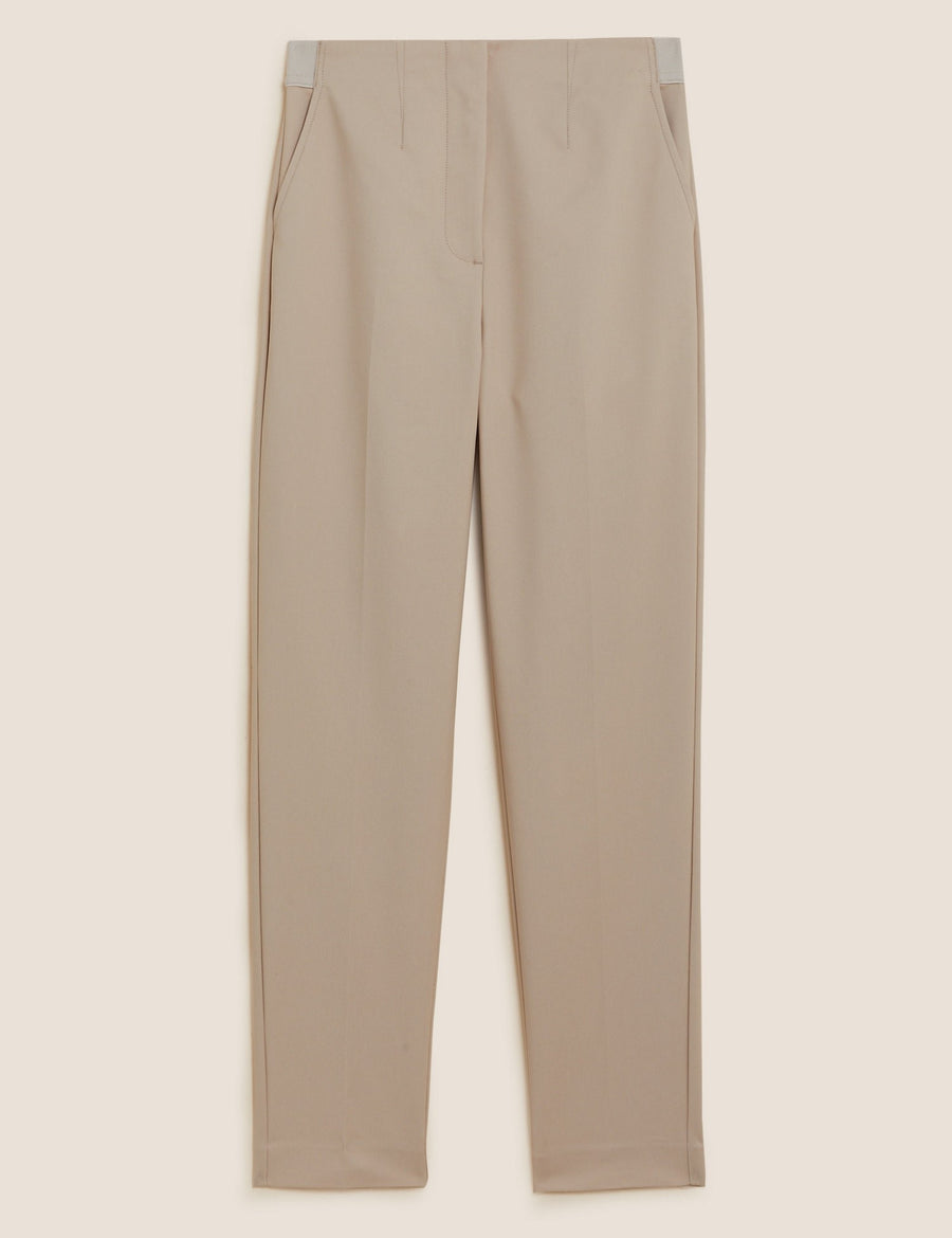 Cotton Blend Slim Fit Ankle Grazer Trousers