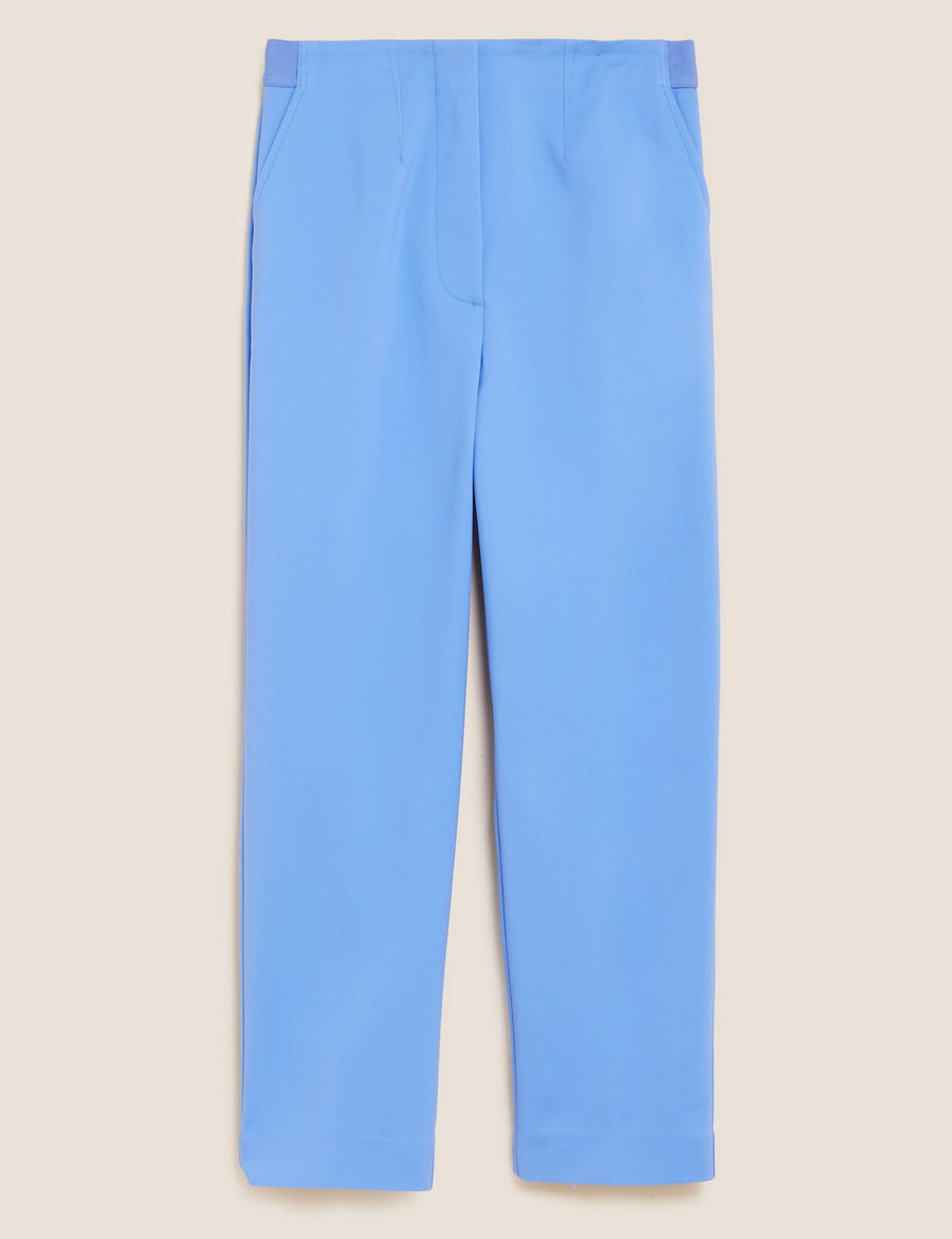 Cotton Blend Slim Fit Cropped Trousers