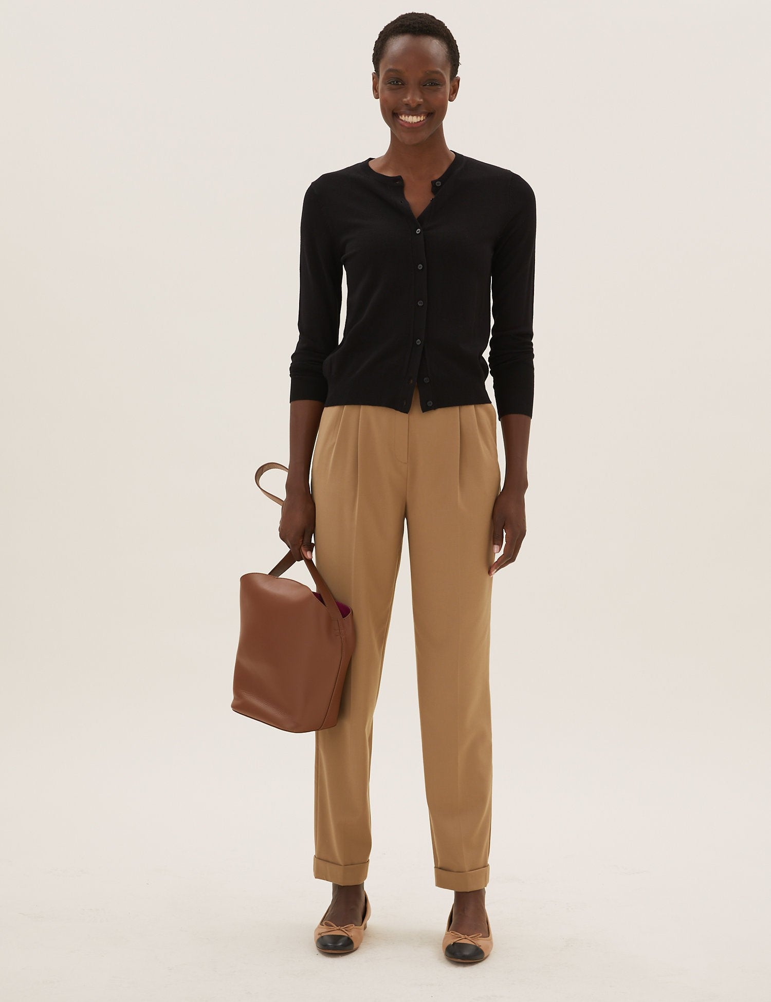 Pleat Front Tapered Ankle Grazer Trousers