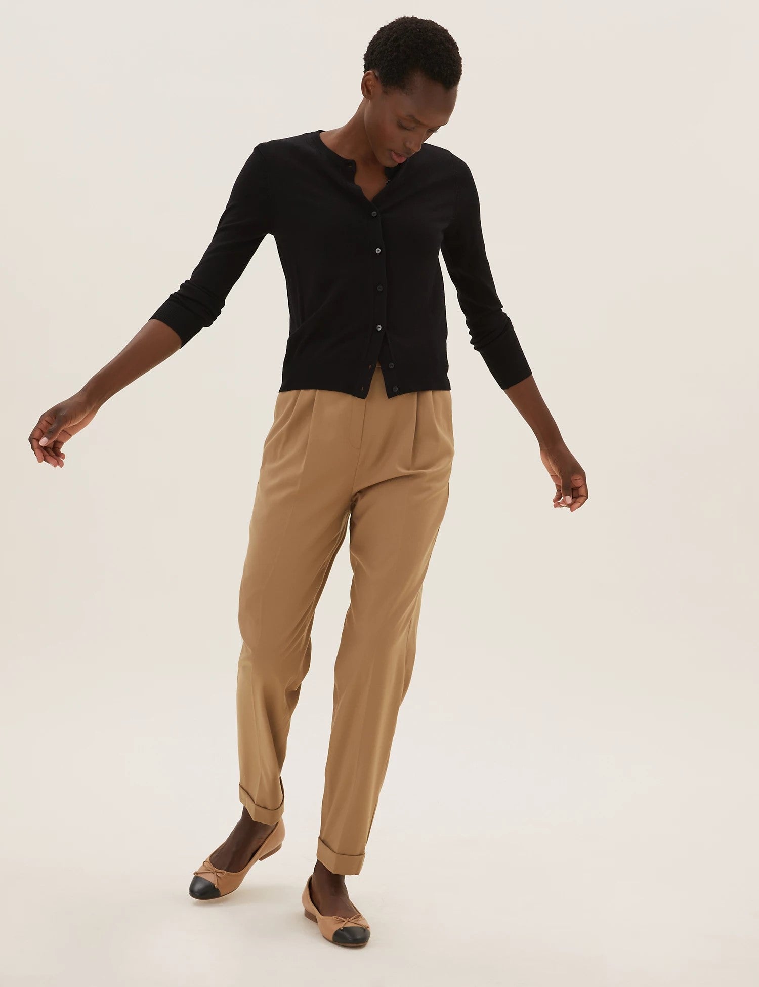 Pleat Front Tapered Ankle Grazer Trousers