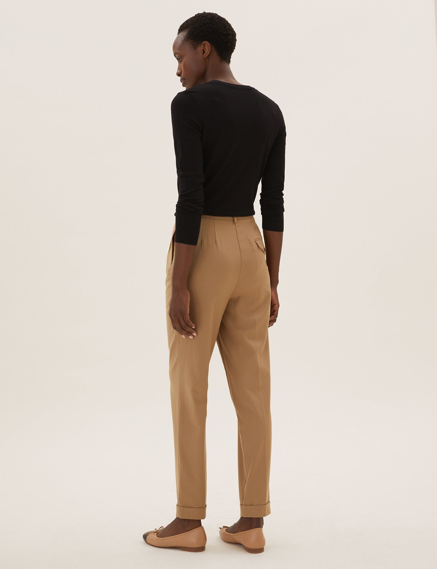 Pleat Front Tapered Ankle Grazer Trousers