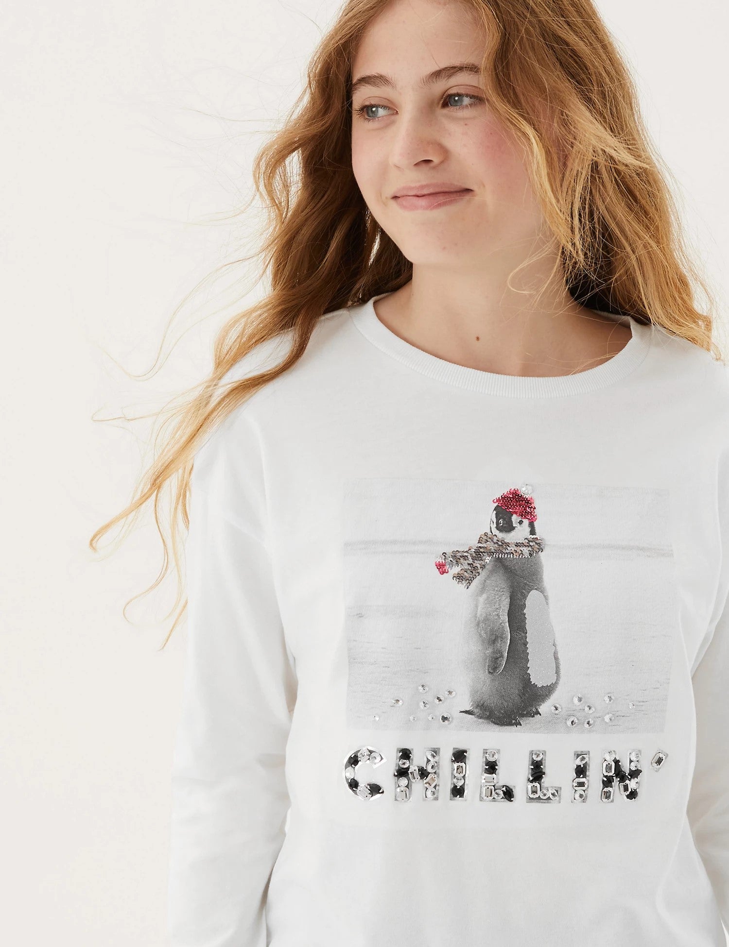 Pure Cotton Penguin Embellished Top