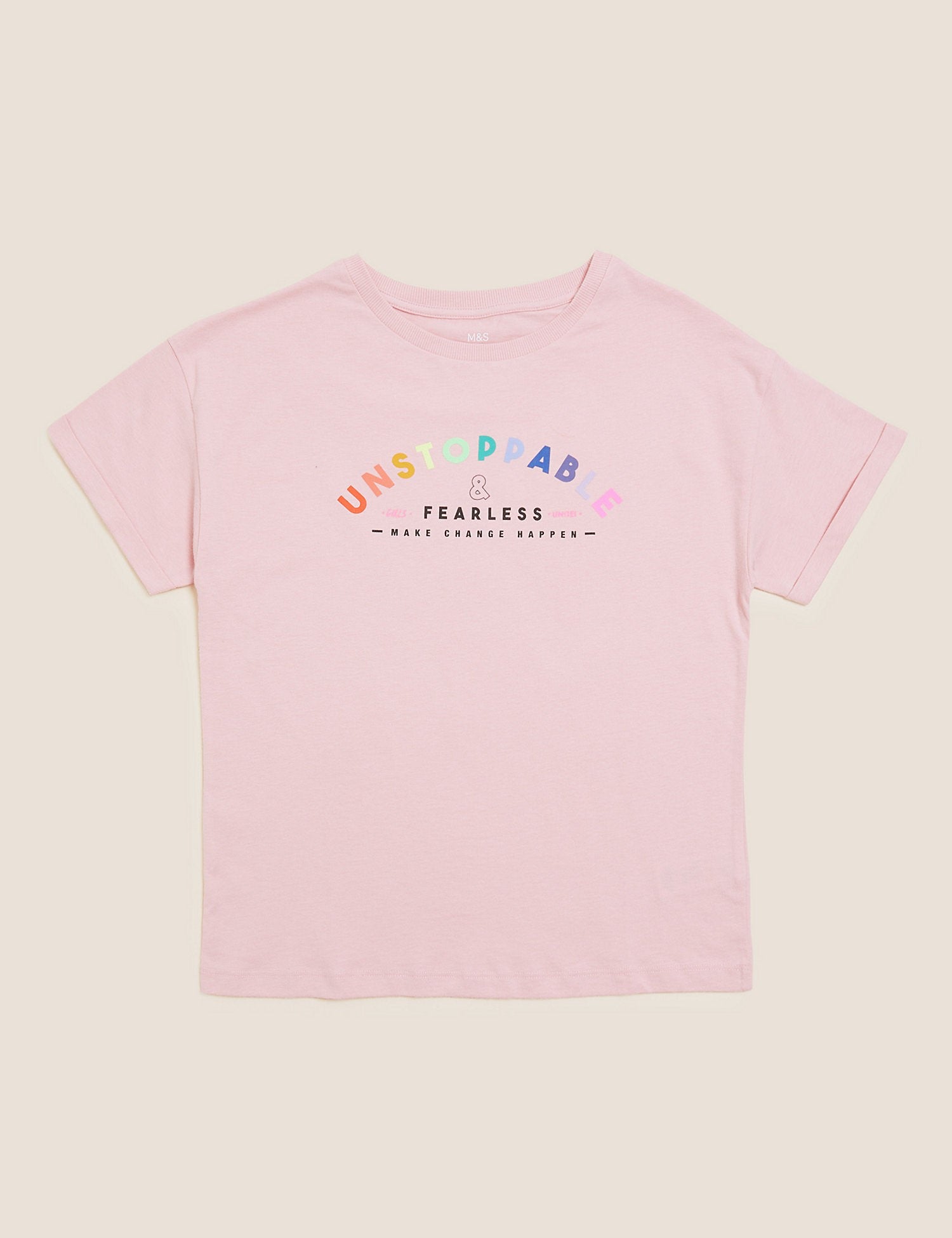 Pure Cotton Rainbow Slogan T-Shirt