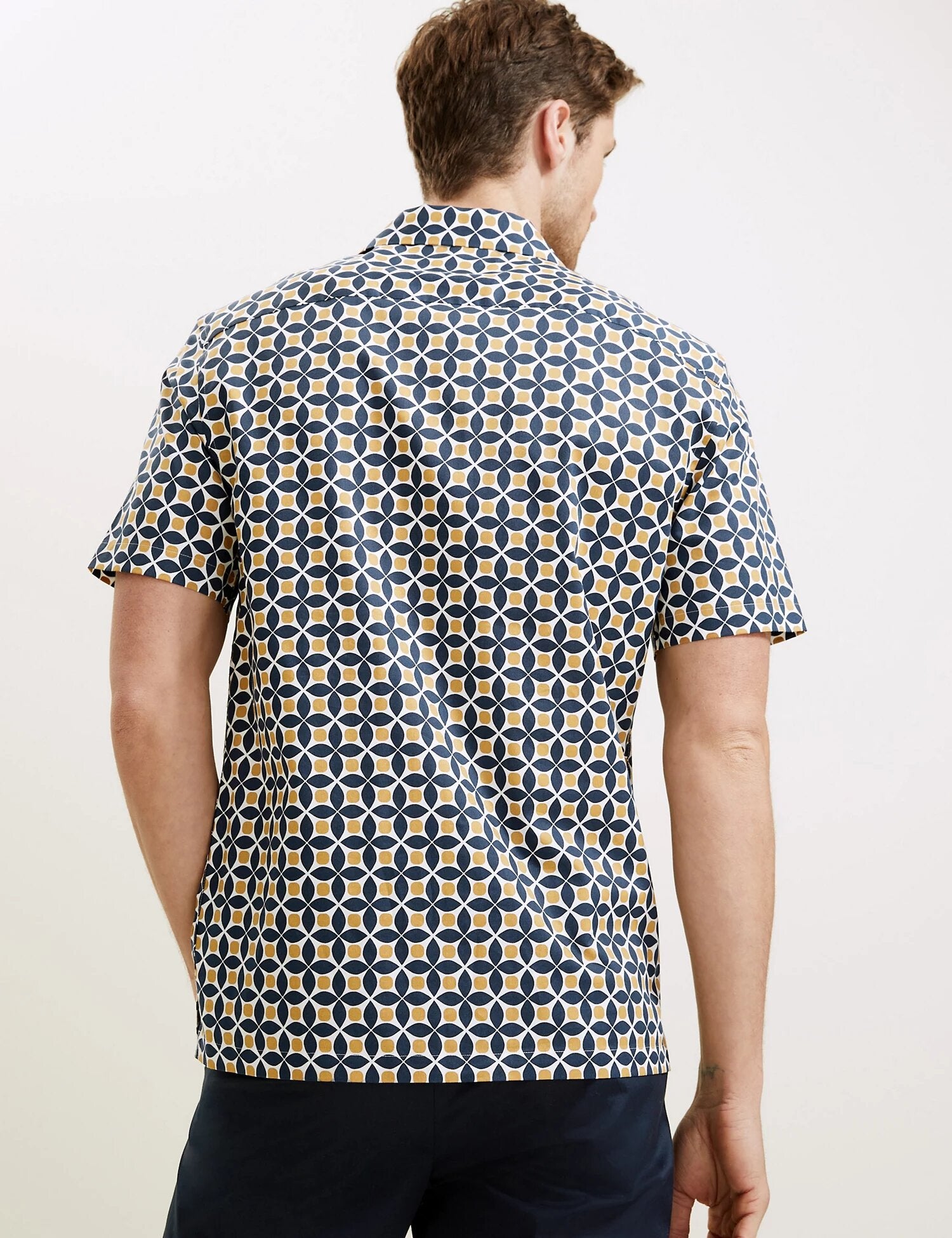 Cotton Rich Geometric Print Revere Shirt