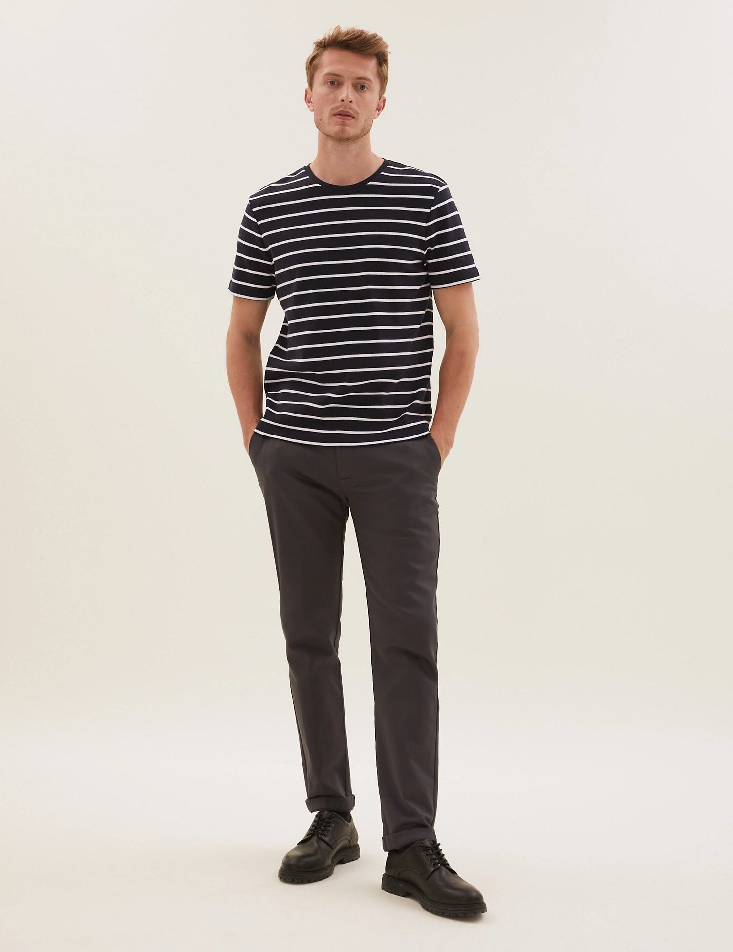 Pure Cotton Double Knit Striped T-Shirt