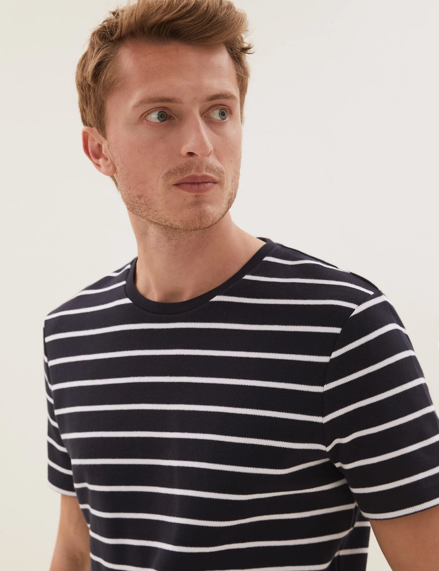 Pure Cotton Double Knit Striped T-Shirt